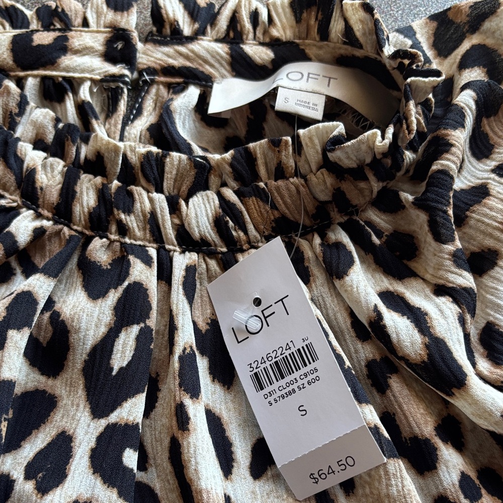 LOFT Animal Print Ruffle Blouse